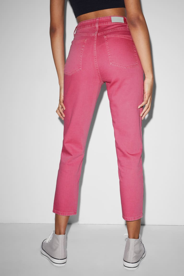 Pink C&A Clockhouse Mom High Waist Women's Jeans | UJLMK-1305