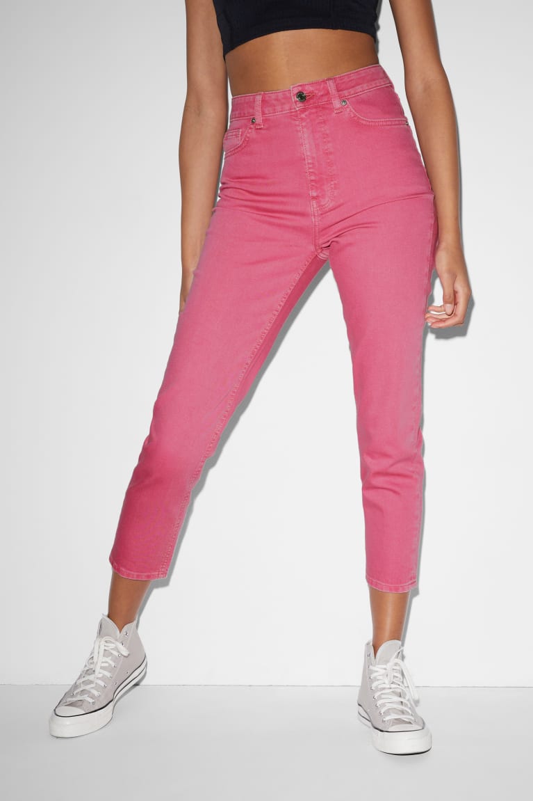 Pink C&A Clockhouse Mom High Waist Women's Jeans | UJLMK-1305