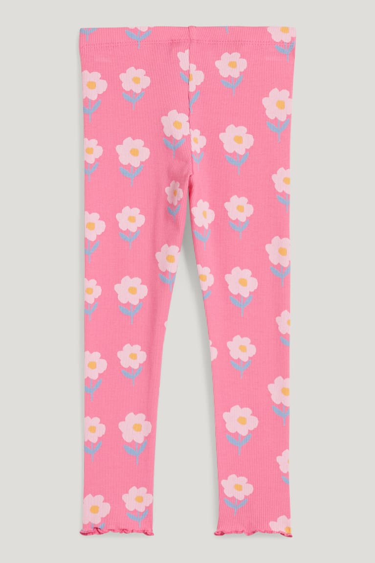 Pink C&A Leggings Floral Girls' Trousers | UYTOP-1253