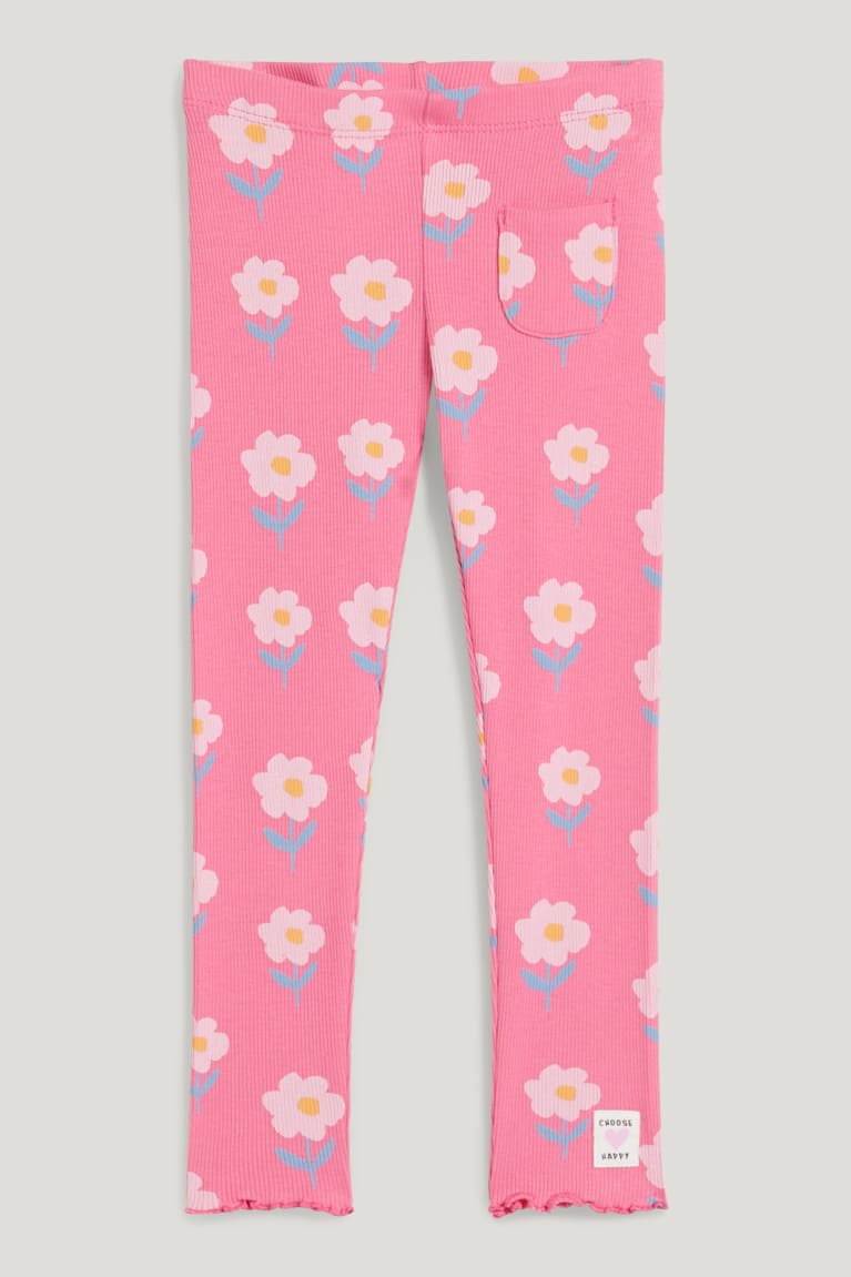 Pink C&A Leggings Floral Girls\' Trousers | UYTOP-1253