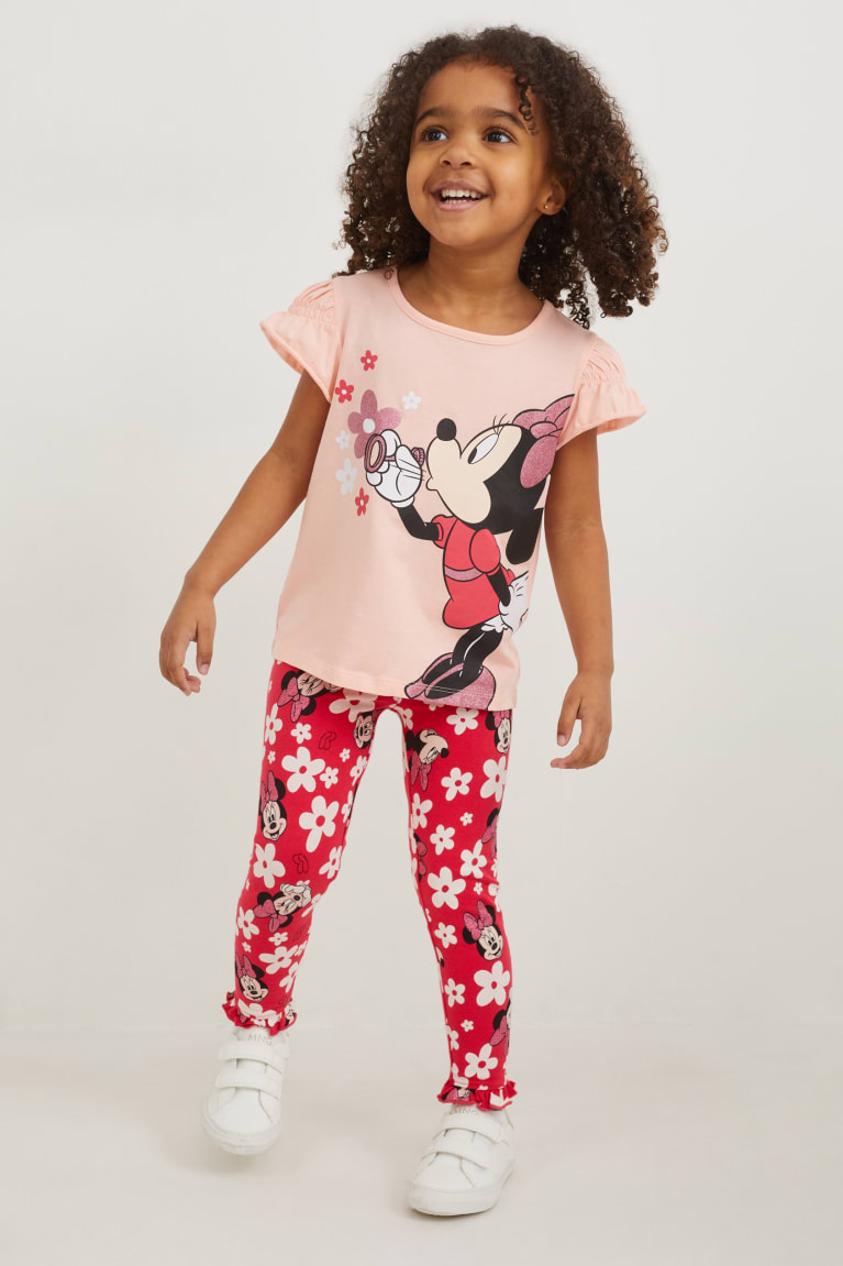 Pink C&A Minnie Mouse Leggings Floral Girls\' Trousers | OBEKD-2974