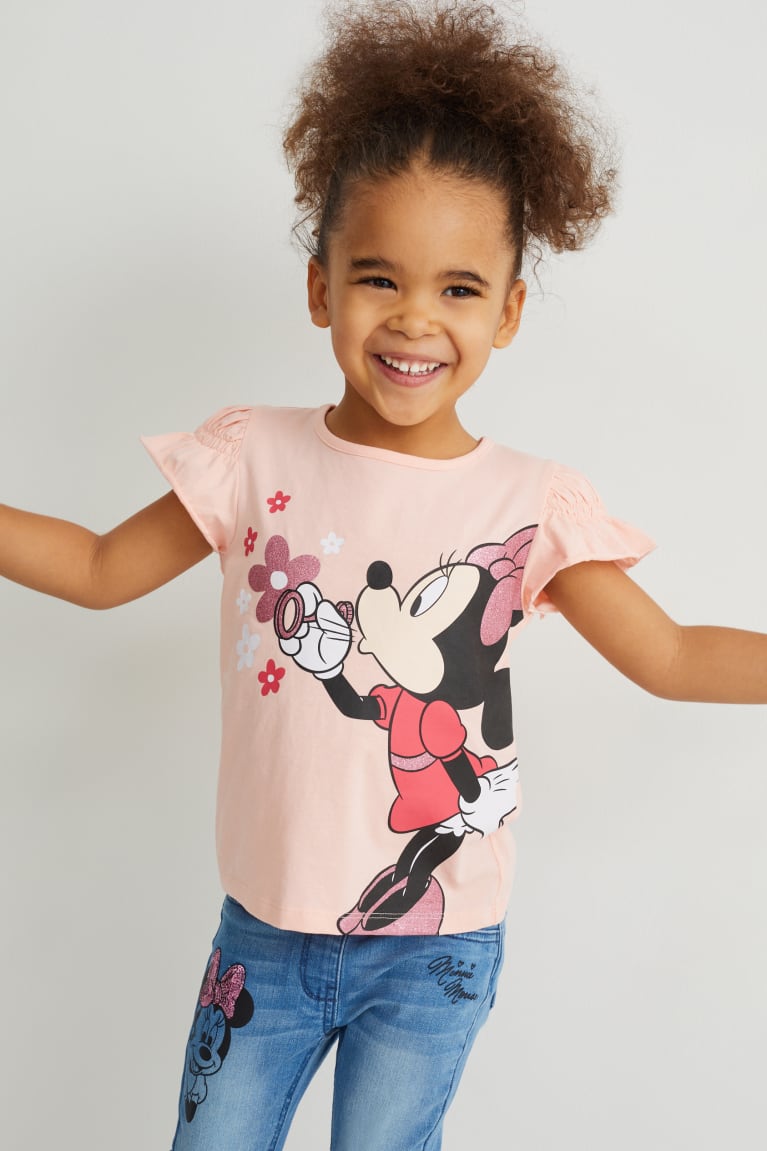 Pink C&A Minnie Mouse Sleeve Girls\' T-shirts | AYVLR-7186