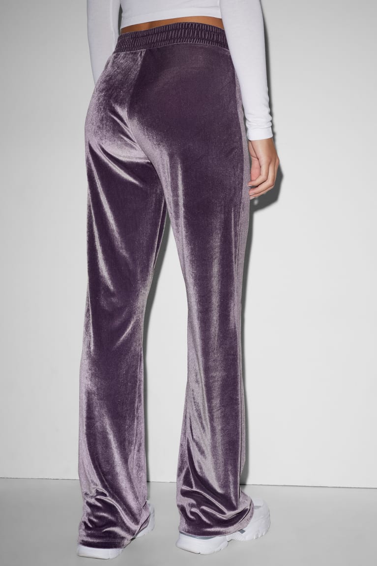 Purple C&A Clockhouse Velvet Joggers Women's Trousers | XPGSD-5641