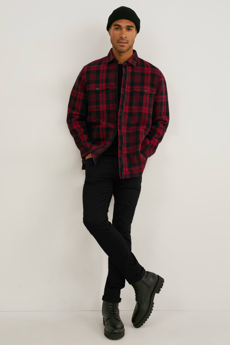 Red / Black C&A Check Men's Shirts | YUKVJ-6587