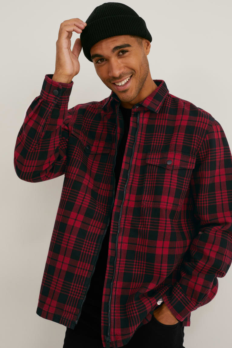 Red / Black C&A Check Men's Shirts | YUKVJ-6587