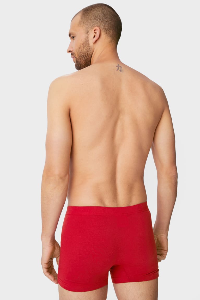 Red / Black C&A Multipack Of 5 Trunks Organic Cotton Men's Underwear | UIKAF-2693