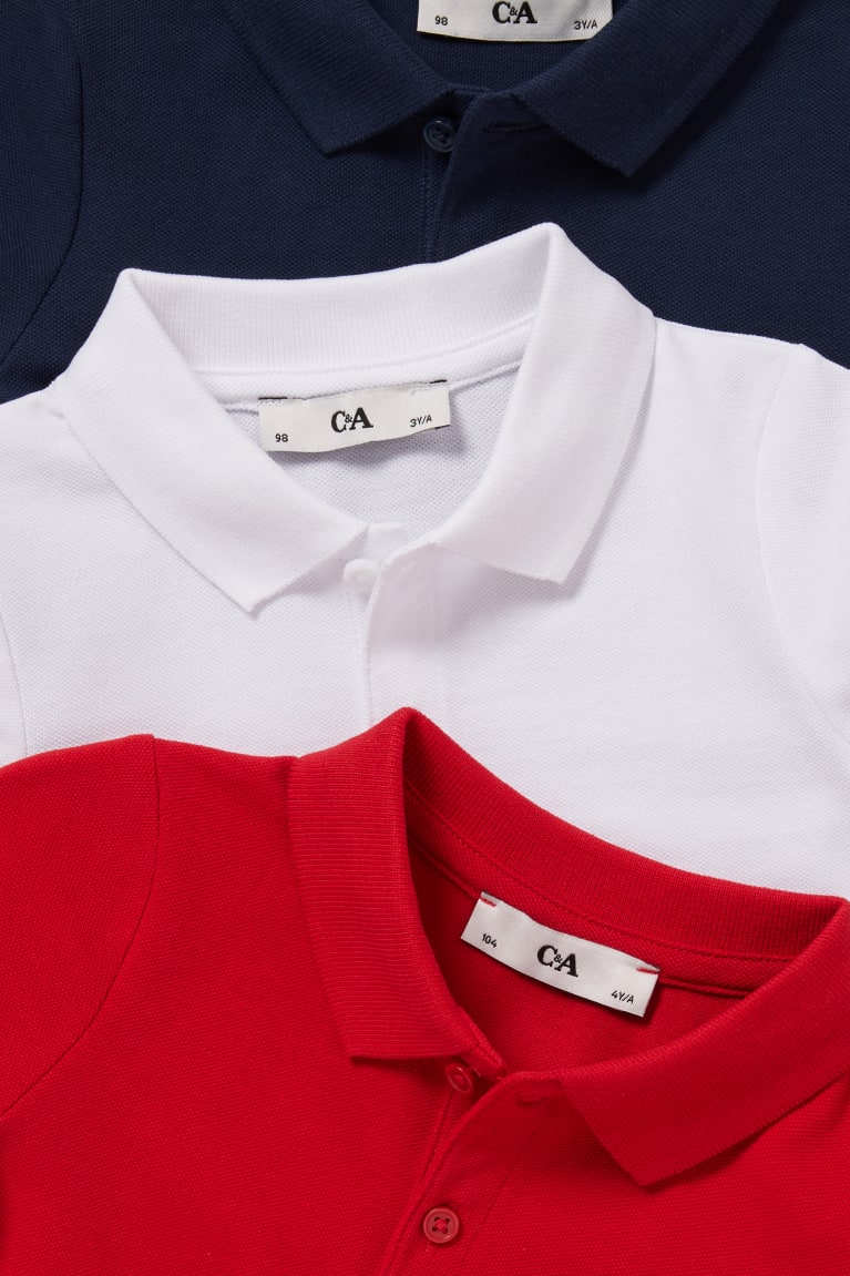 Red / Blue C&A Multipack Of 3 Polo With In-conversion Cotton Boys' Shirts | VPCNQ-9481