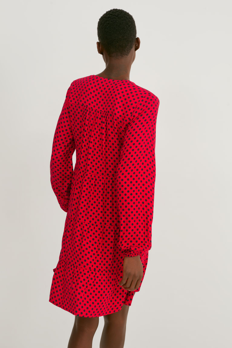 Red C&A A-line Polka Dot Women's Dress | TBRAQ-4905