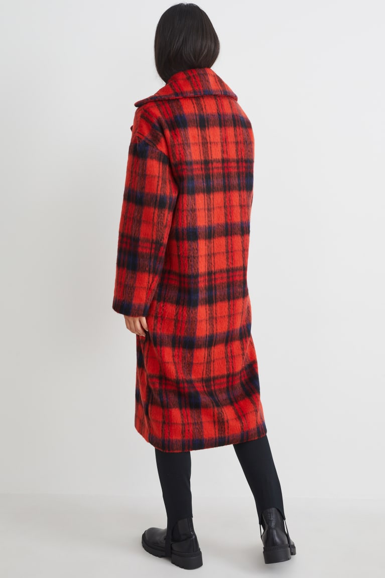 Red C&A Check Women's Coats | WGTLA-9071