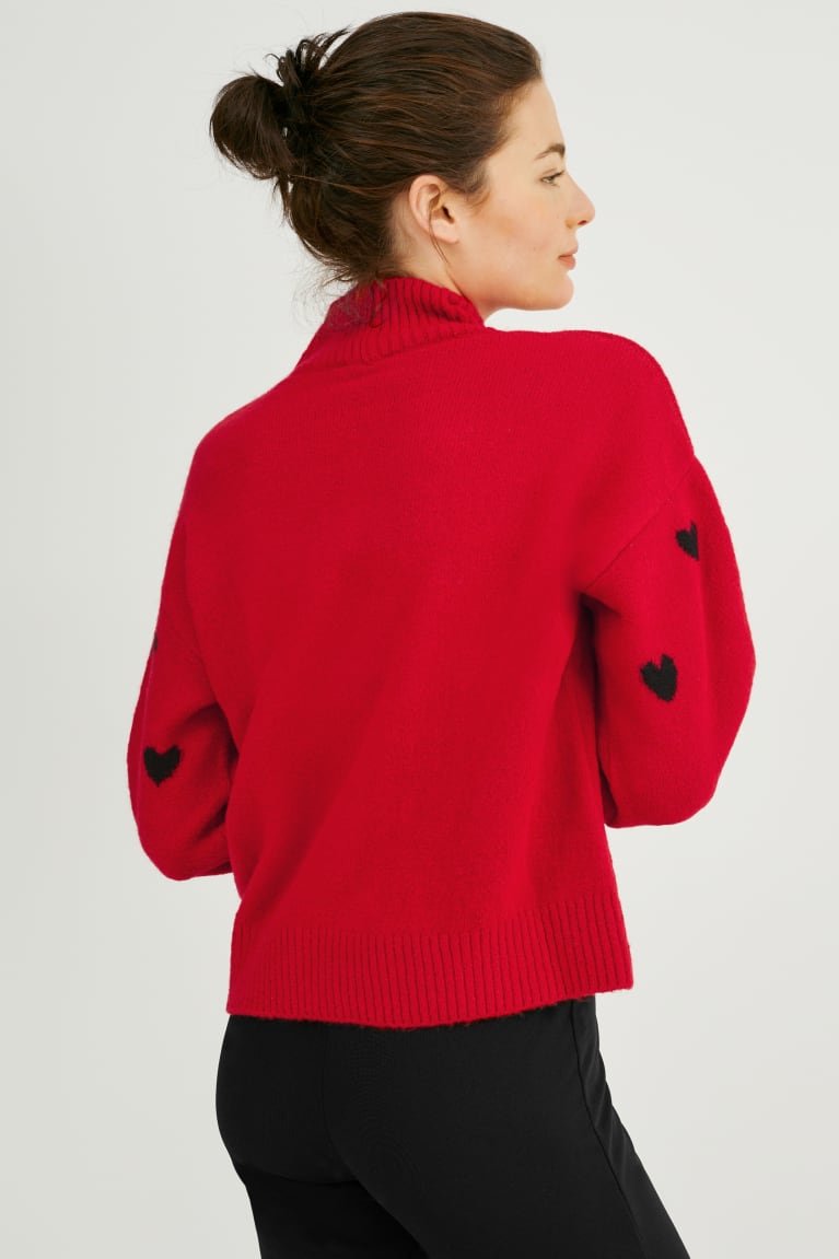 Red C&A Christmas Women's Jumper | YLGES-8947