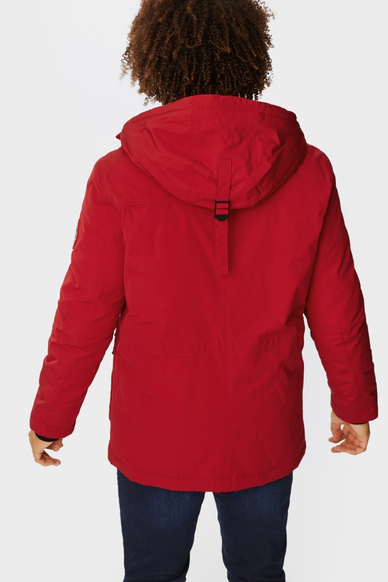 Red C&A Clockhouse Parka With Hood Recycled Men's Jackets | KLTQN-6729