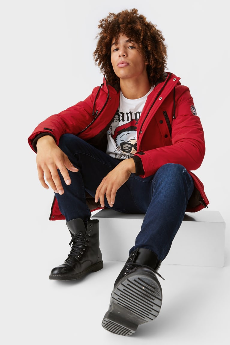 Red C&A Clockhouse Parka With Hood Recycled Men's Jackets | KLTQN-6729