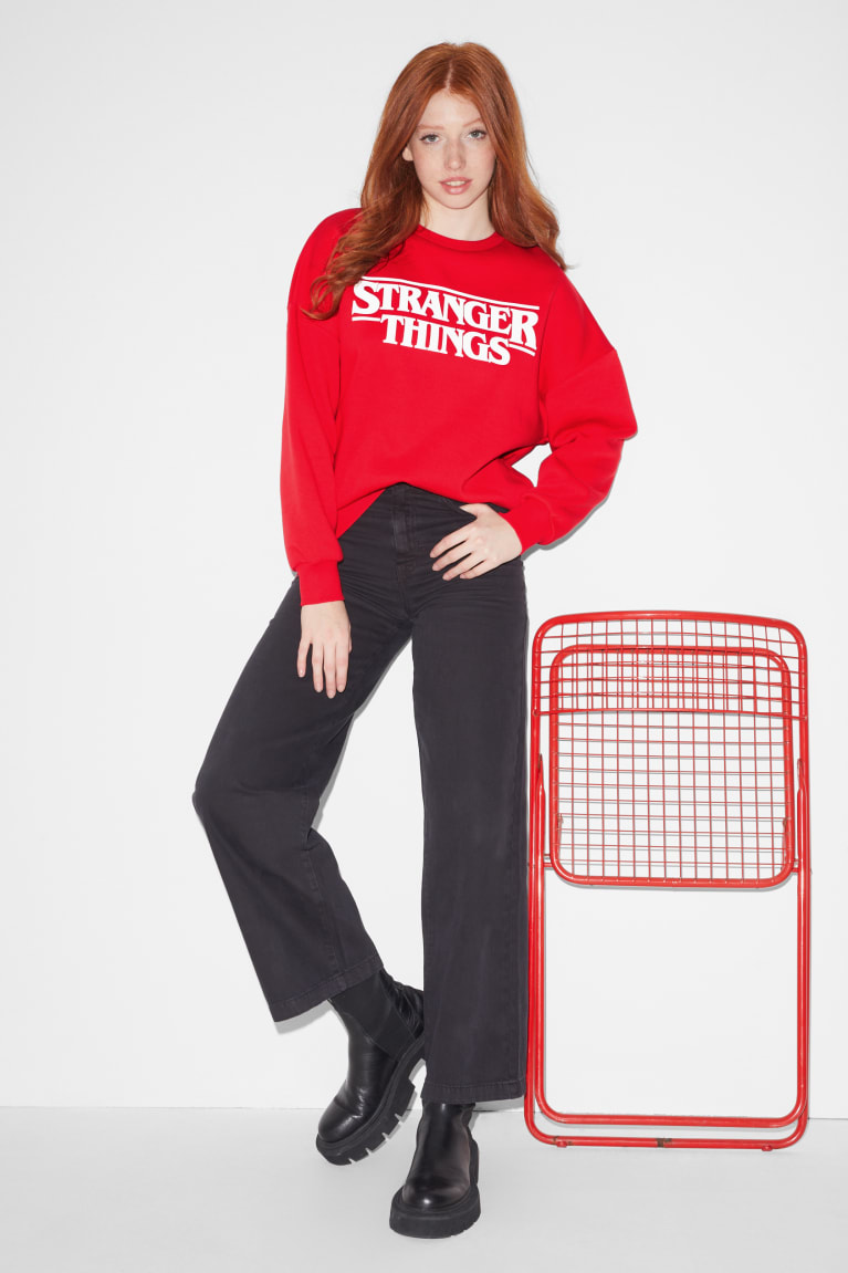 Red C&A Clockhouse Stranger Things Women's Sweatshirts | ORQSJ-3951