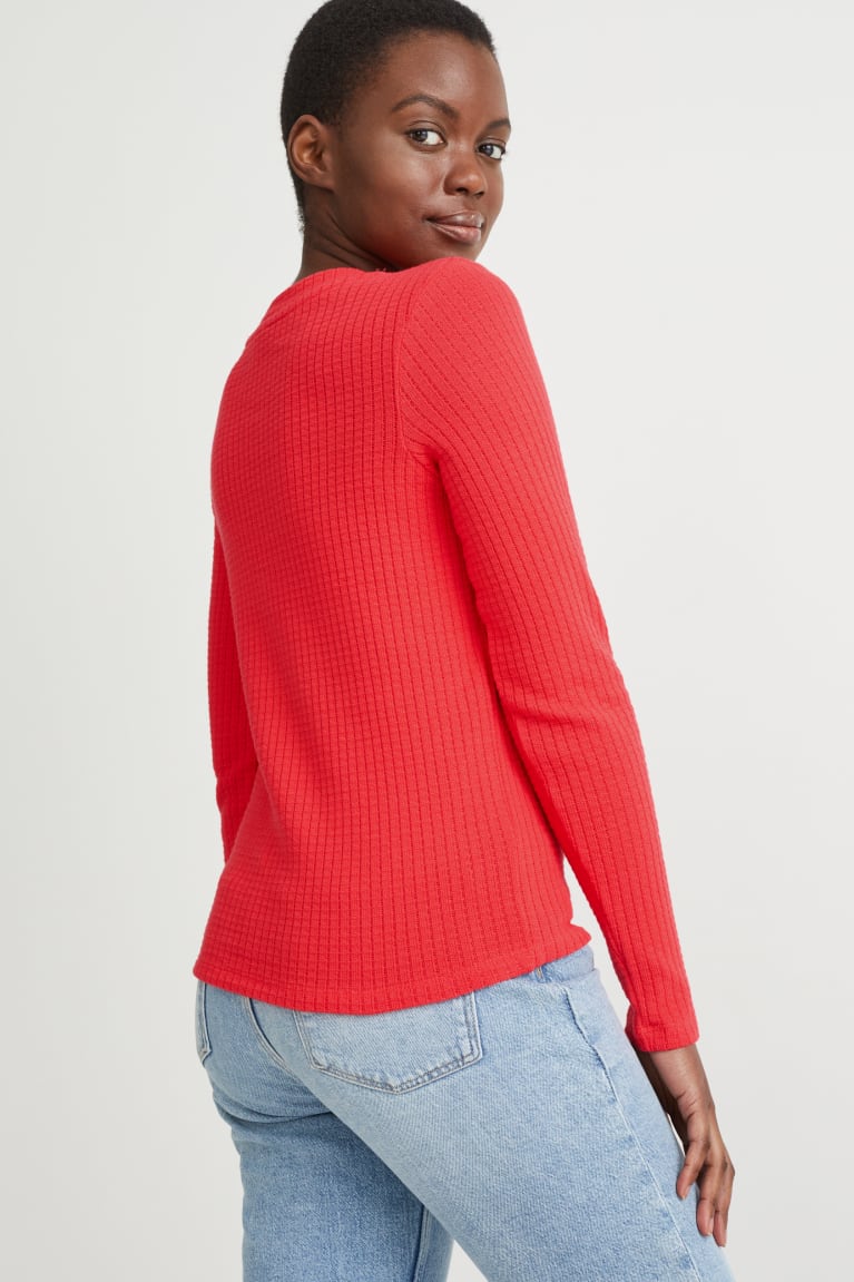 Red C&A Long Sleeve Women's Top | UFMDJ-1843