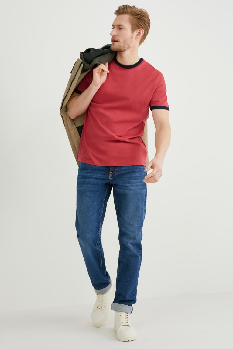 Red C&A Organic Cotton Men's T-shirts | XASNU-6302