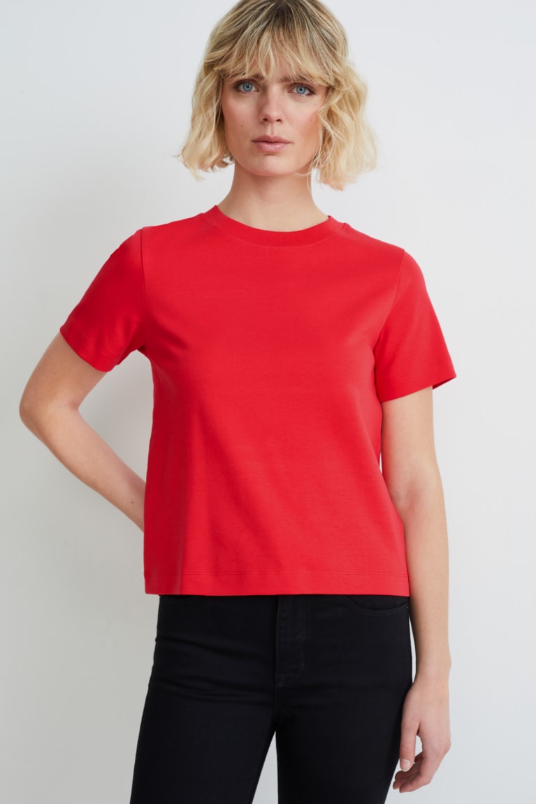 Red C&A Organic Cotton Women\'s T-shirts | WEAQC-2640