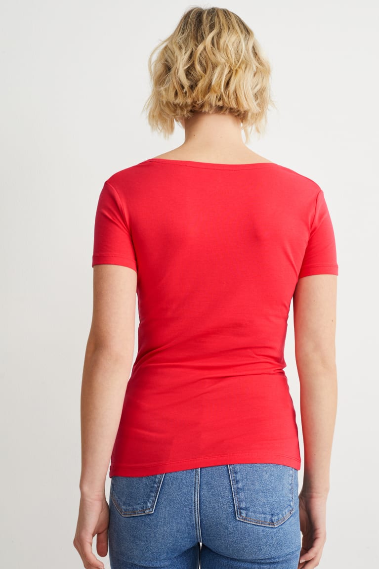 Red C&A Organic Cotton Women's T-shirts | XLTJZ-9463