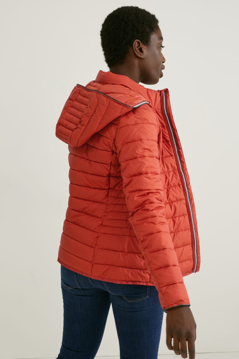 Red C&A Quilted With Hood Bionic-finish®eco Women's Jackets | AHVBZ-5341