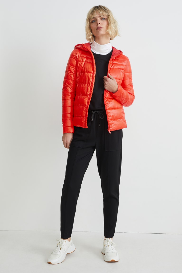 Red C&A Quilted With Hood Recycled Women's Jackets | UQBKC-8659