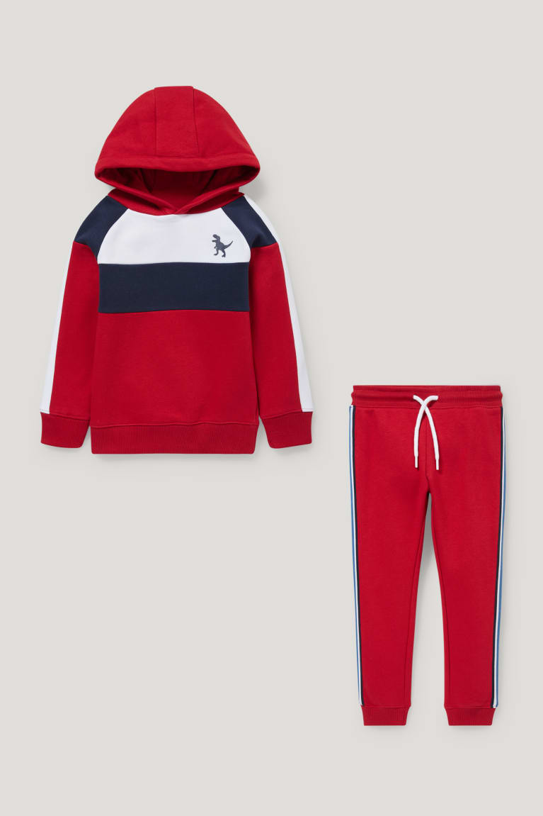 Red C&A Set And Joggers 2 Piece Girls' Hoodie | IXWUZ-5028