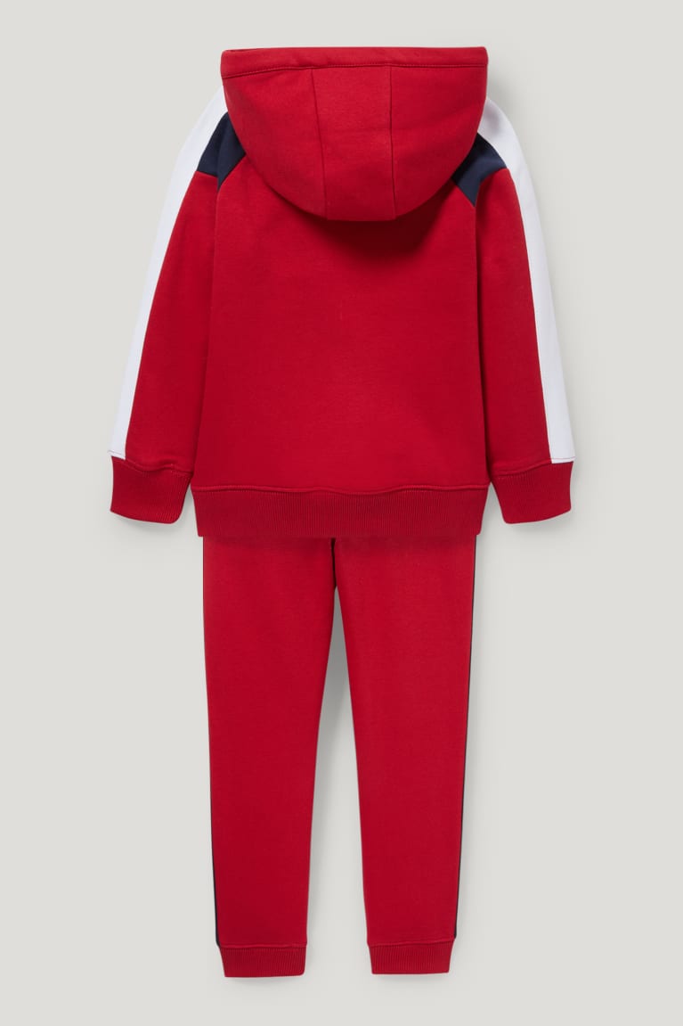 Red C&A Set And Joggers 2 Piece Girls' Hoodie | IXWUZ-5028