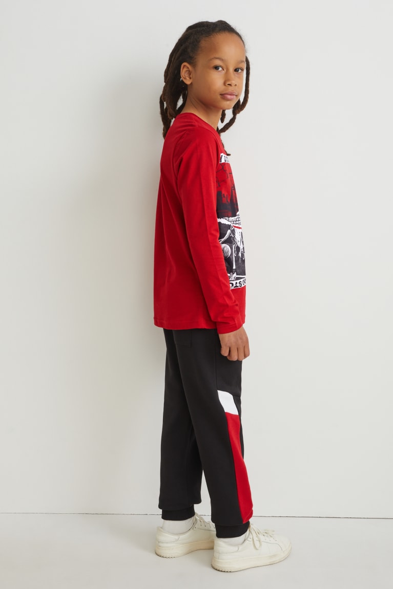 Red C&A Set Long Sleeve And Joggers 2 Piece Boys' Trousers | CDUBQ-1475