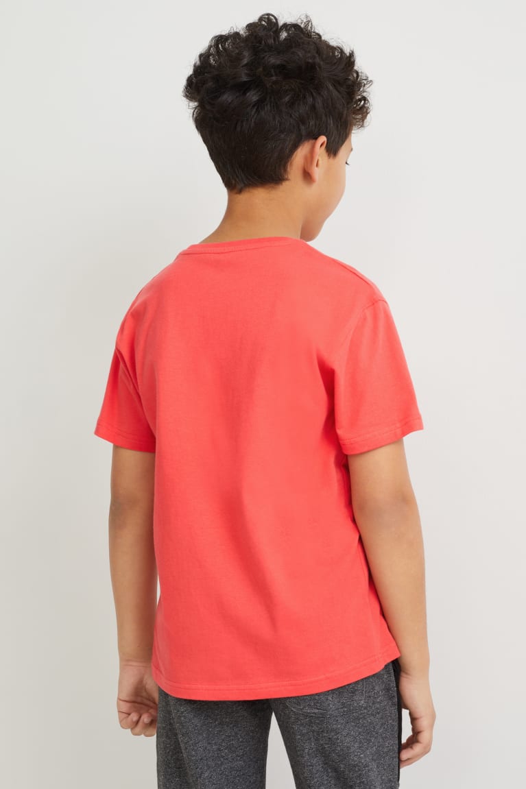 Red C&A Sleeve Augmented Reality Motif Boys' T-shirts | STOMN-9810