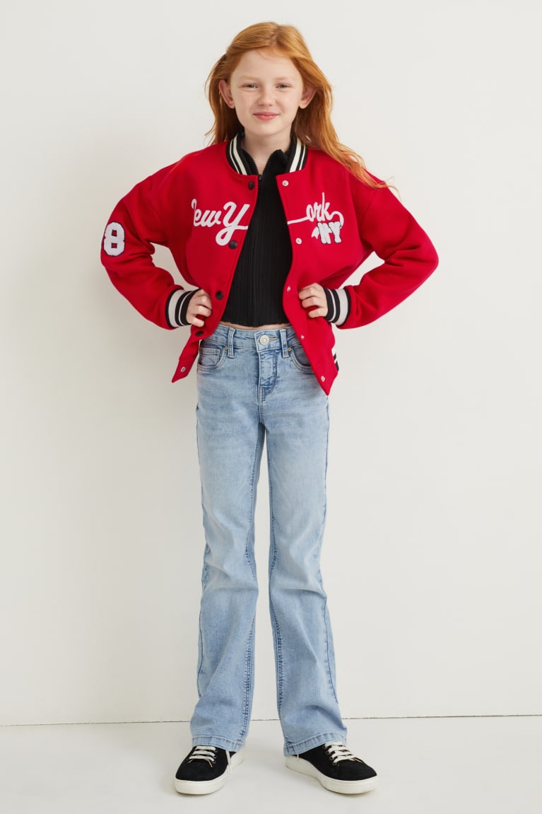 Red C&A Zip-through Girls' Sweatshirts | UWNXP-4379