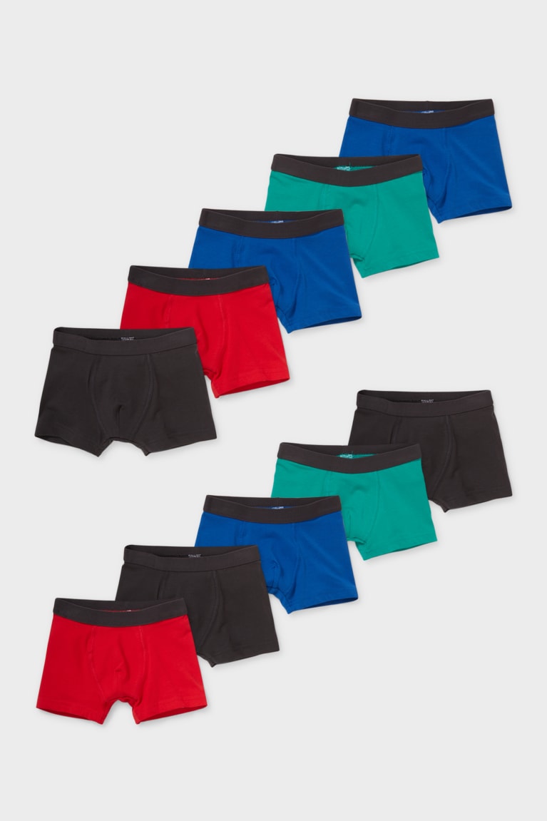 Red / Dark Blue C&A Multipack Of 10 Boxer Organic Cotton Boys\' Underwear | GRZFO-5932