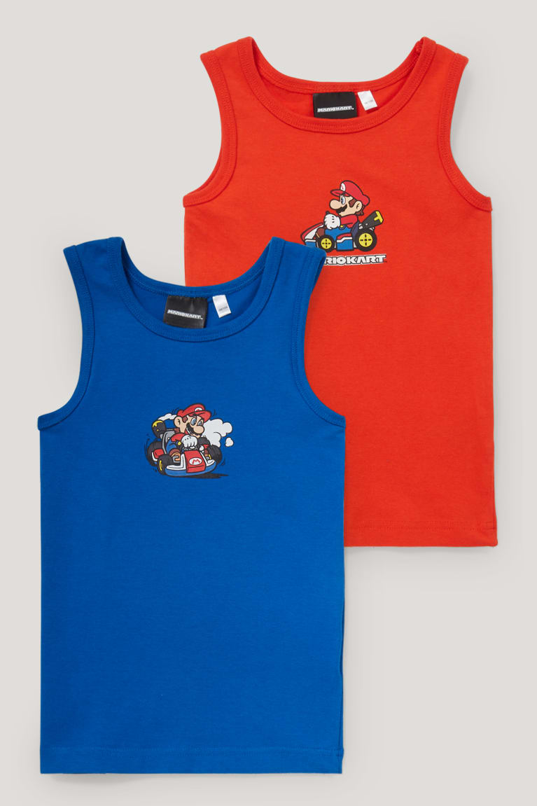 Red / Dark Blue C&A Multipack Of 2 Super Mario Vest Organic Cotton Boys\' Underwear | KEHAJ-4138