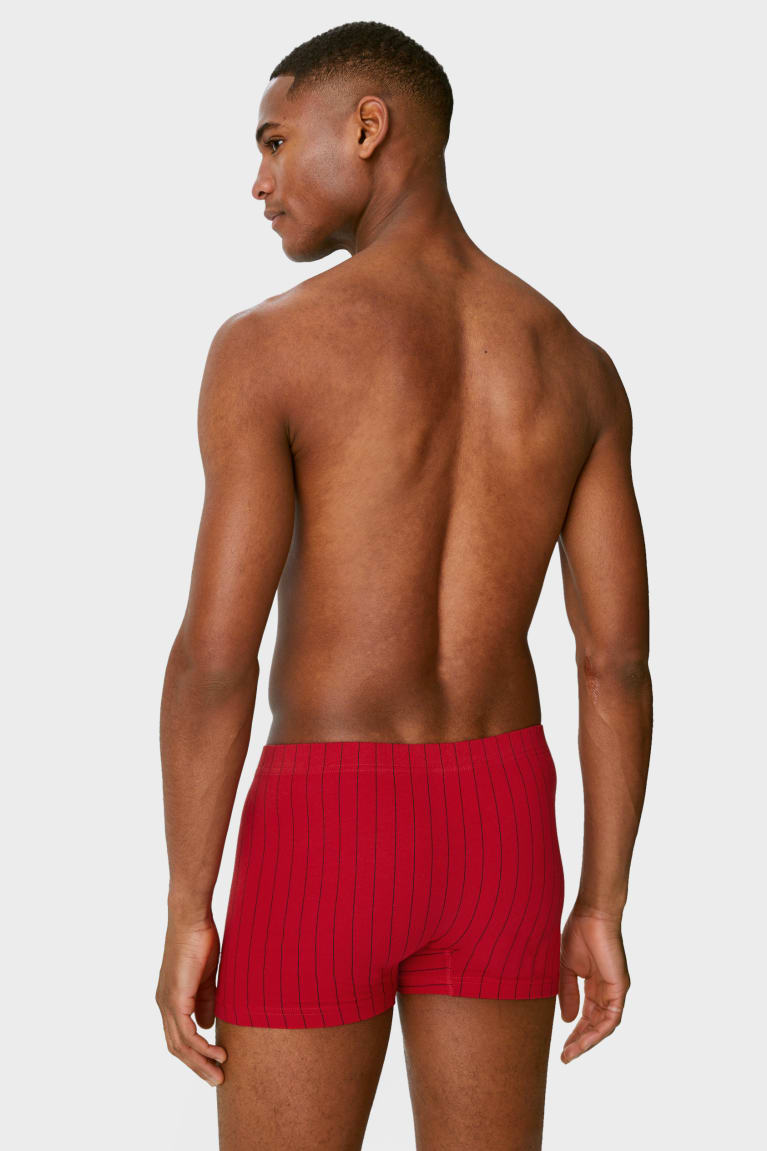 Red / Dark Blue C&A Multipack Of 3 Trunks Organic Cotton Lycra® Men's Underwear | OBAQN-8490