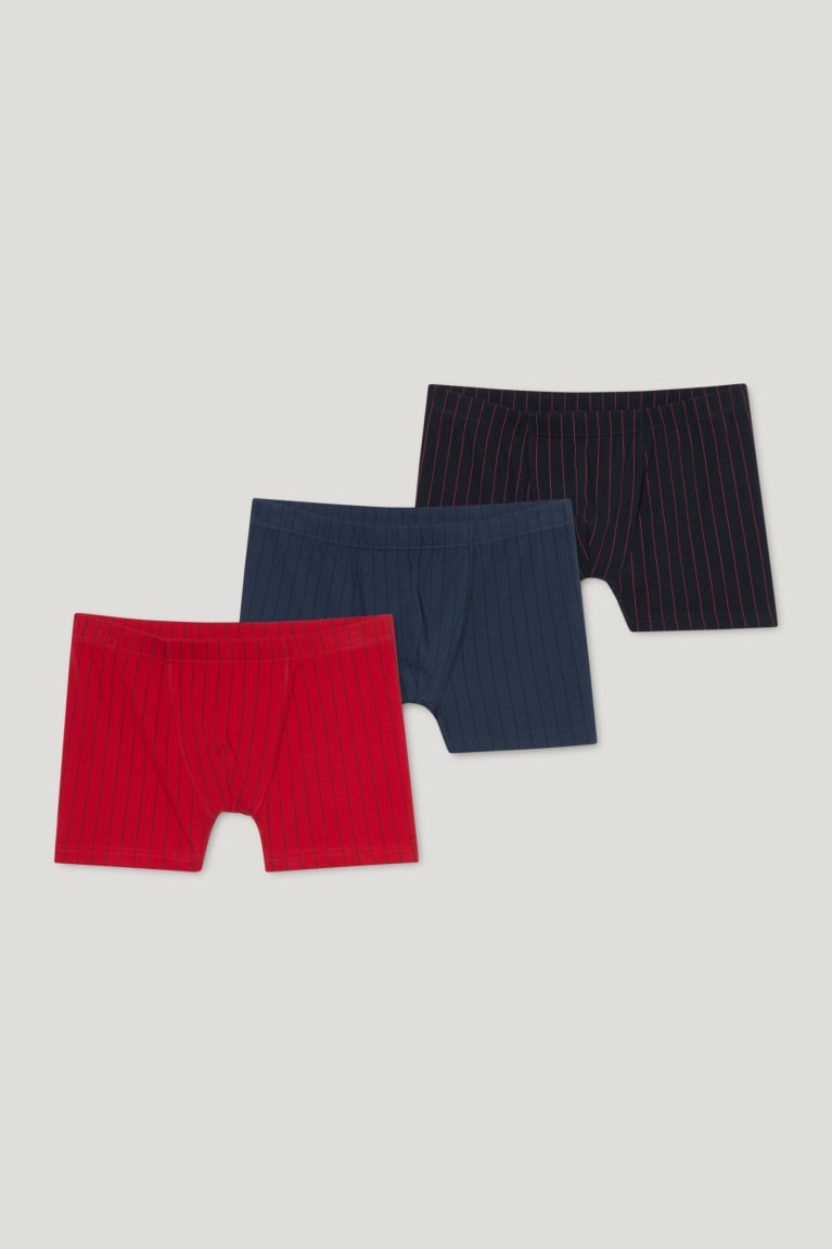 Red / Dark Blue C&A Multipack Of 3 Trunks Organic Cotton Lycra® Men's Underwear | OBAQN-8490