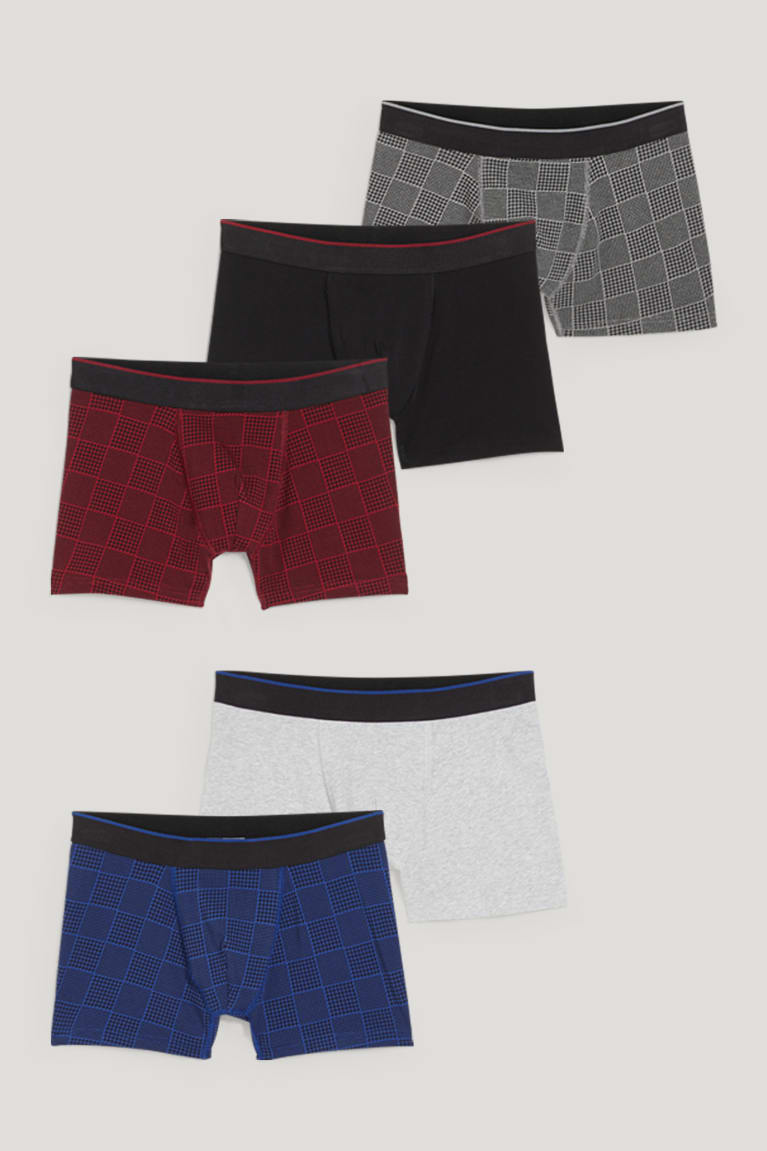 Red / Dark Blue C&A Multipack Of 5 Trunks Organic Cotton Lycra® Men's Underwear | IFORA-8927