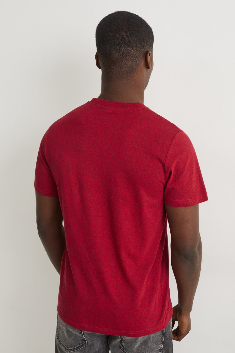 Red Melange C&A With Organic Cotton Men's T-shirts | BLKTS-3610