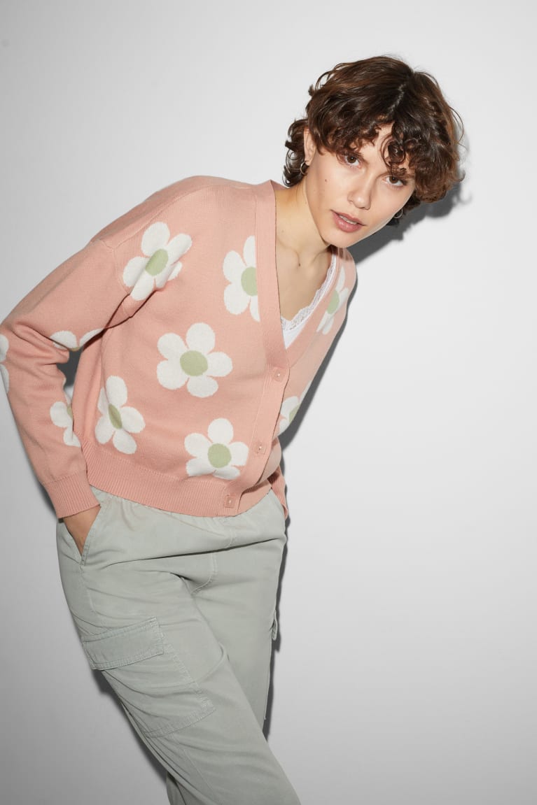 Rose C&A Clockhouse Floral Women's Cardigan | JXKZU-9346