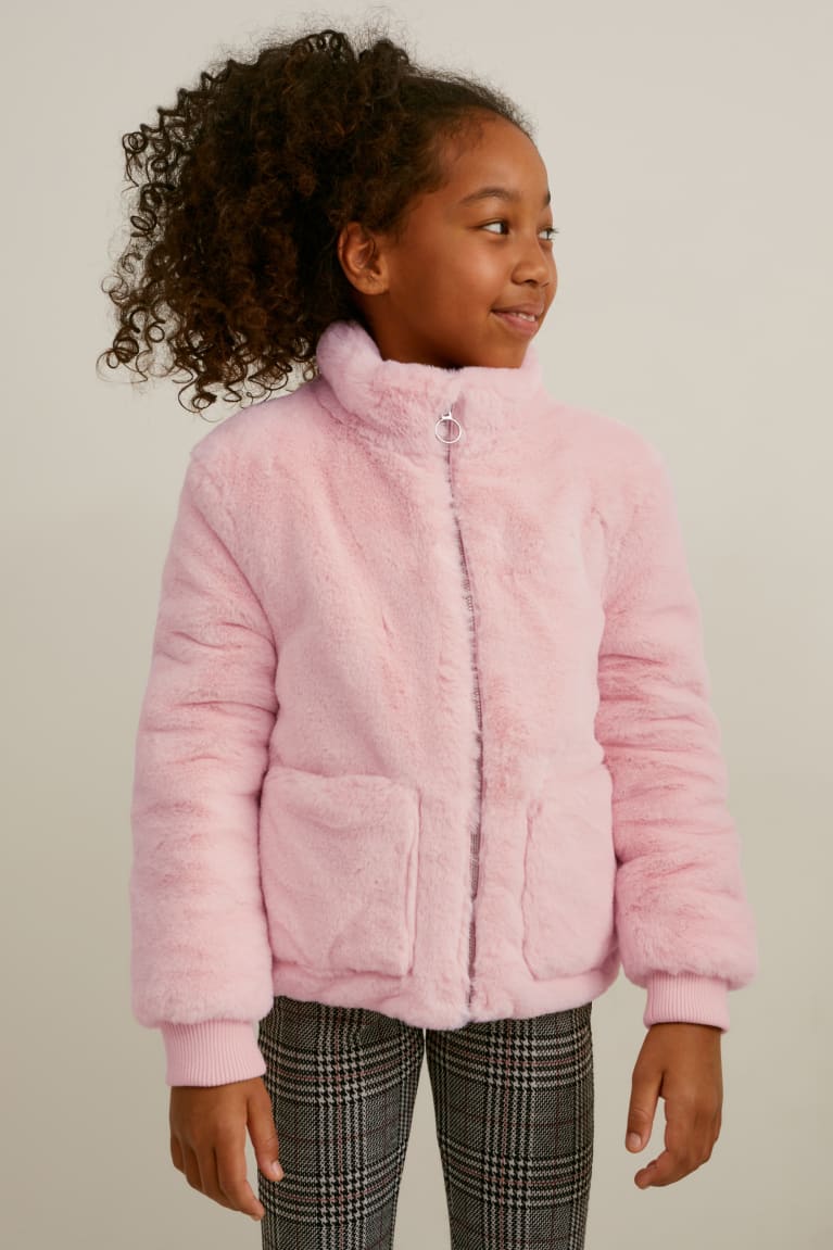 Rose C&A Faux Fur Girls\' Jackets | WODFL-8621