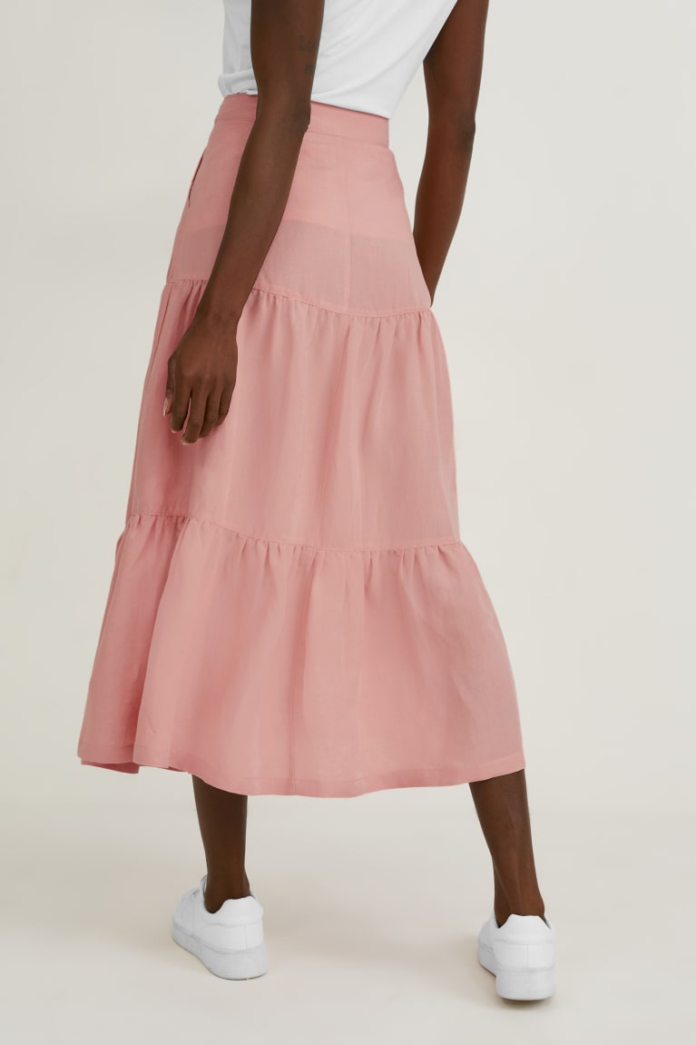 Rose C&A Linen Blend Women's Skirts | LRJXA-5217