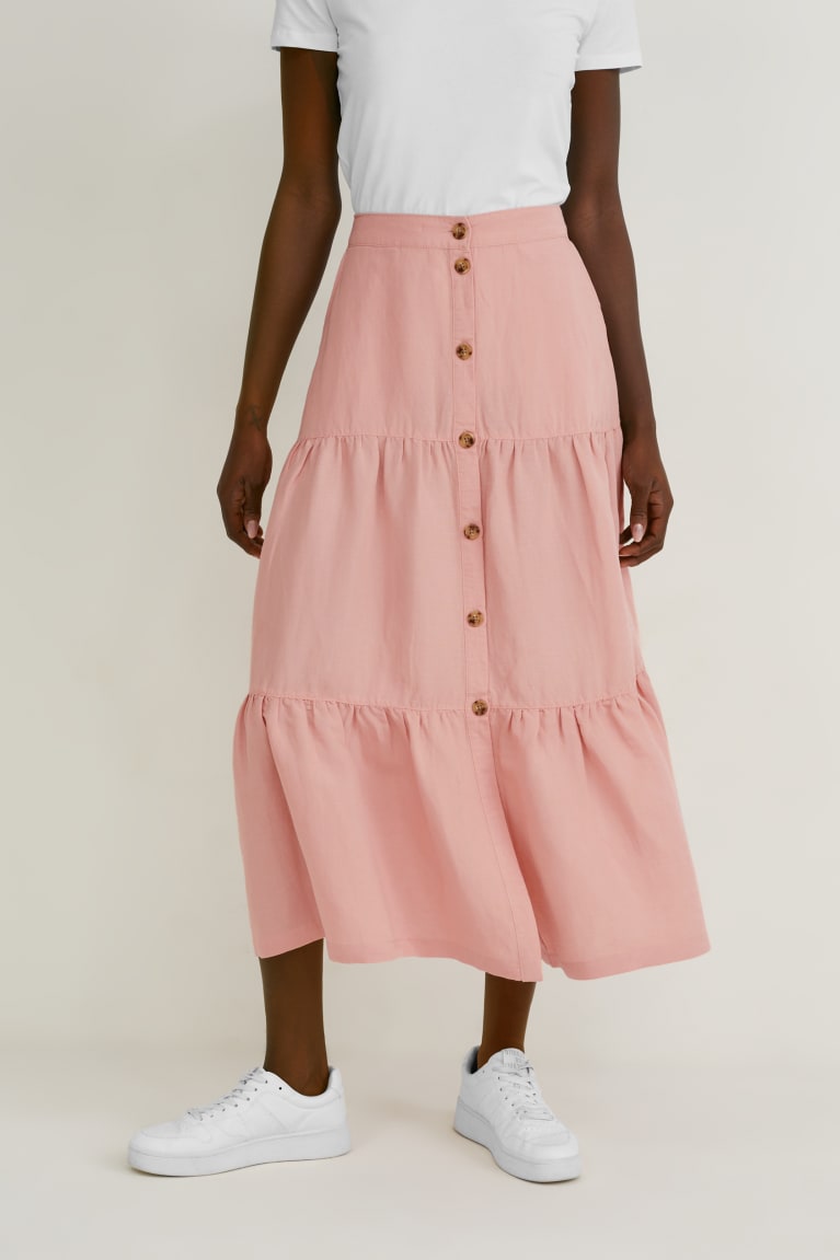 Rose C&A Linen Blend Women's Skirts | LRJXA-5217