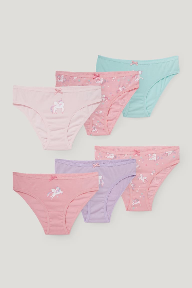 Rose C&A Multipack Of 6 Unicorn Briefs Organic Cotton Girls\' Underwear | LZUYB-1574