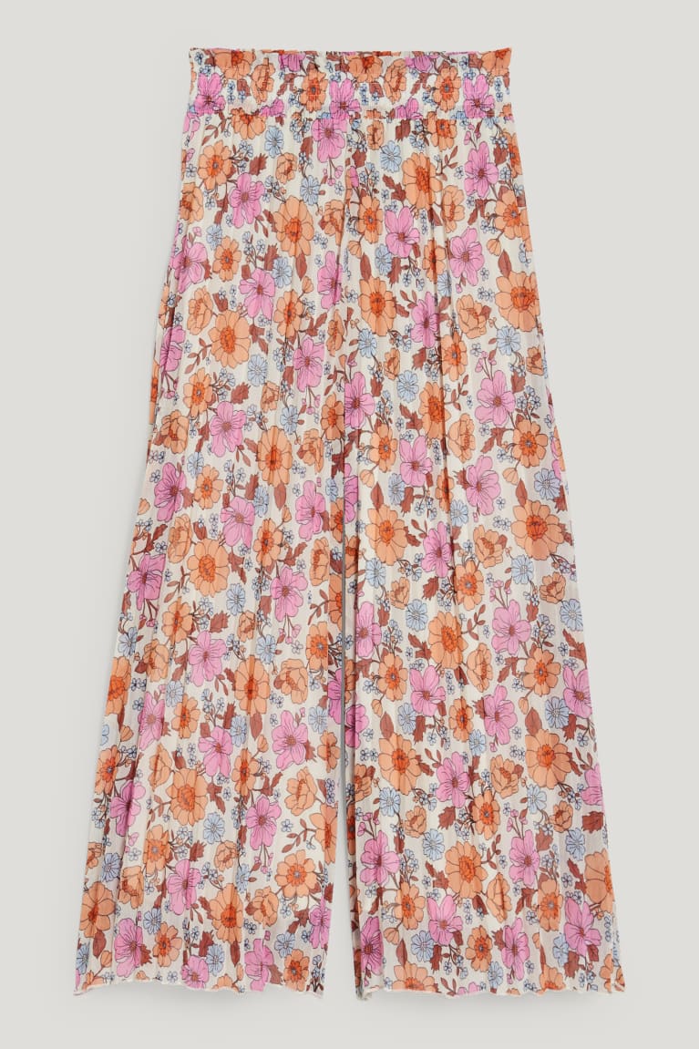 Rose C&A Pleated Floral Girls\' Trousers | NYLHB-6789