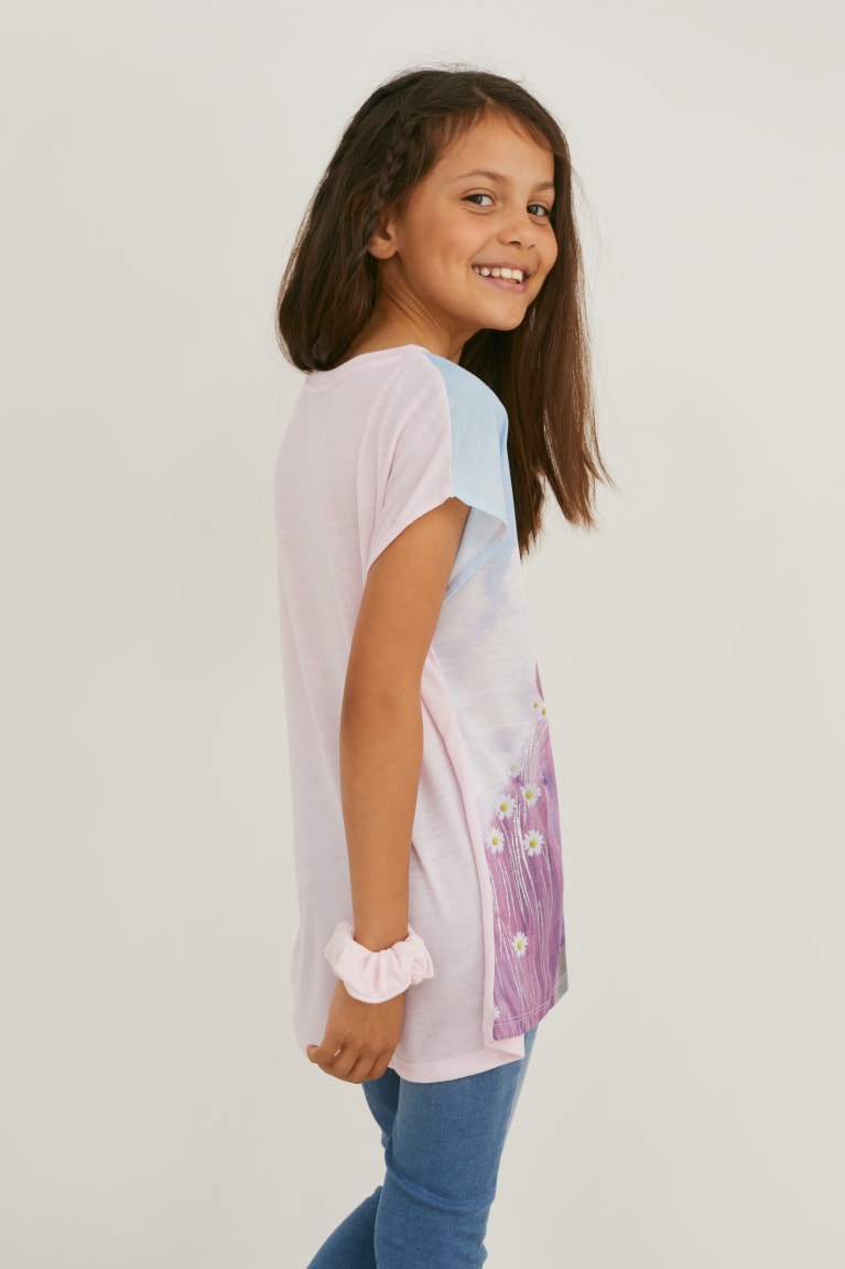 Rose C&A Set Sleeve And Scrunchie 2 Piece Shiny Girls' T-shirts | LYNMJ-1047