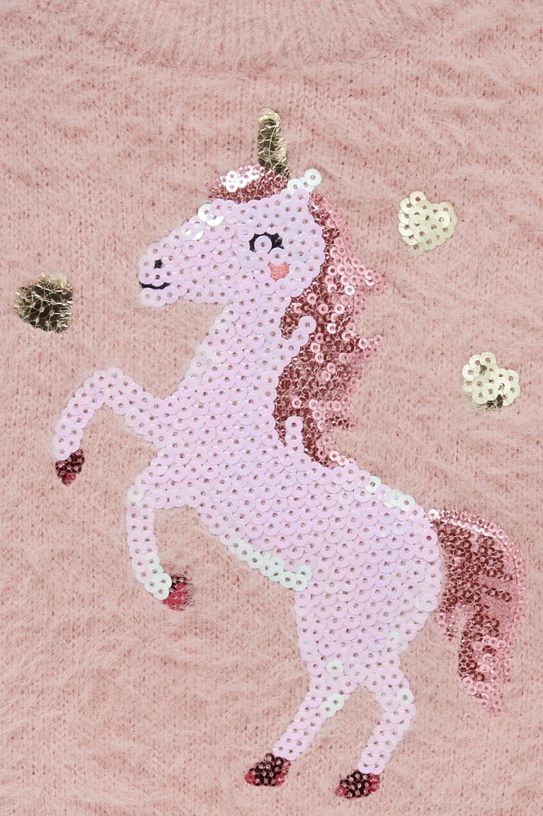 Rose C&A Unicorn Shiny Girls' Jumper | OLGWM-5042