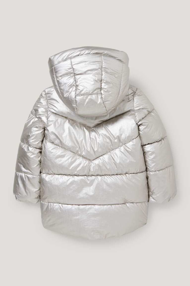 Silver C&A Quilted With Hood Shiny Girls' Jackets | ZSLIY-8657