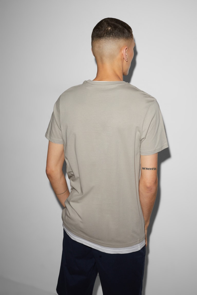 Taupe C&A 2-in-1 Look Men's T-shirts | BLUEP-1643