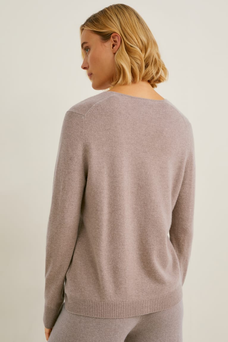 Taupe C&A Cashmere Women's Cardigan | HNSVU-0927