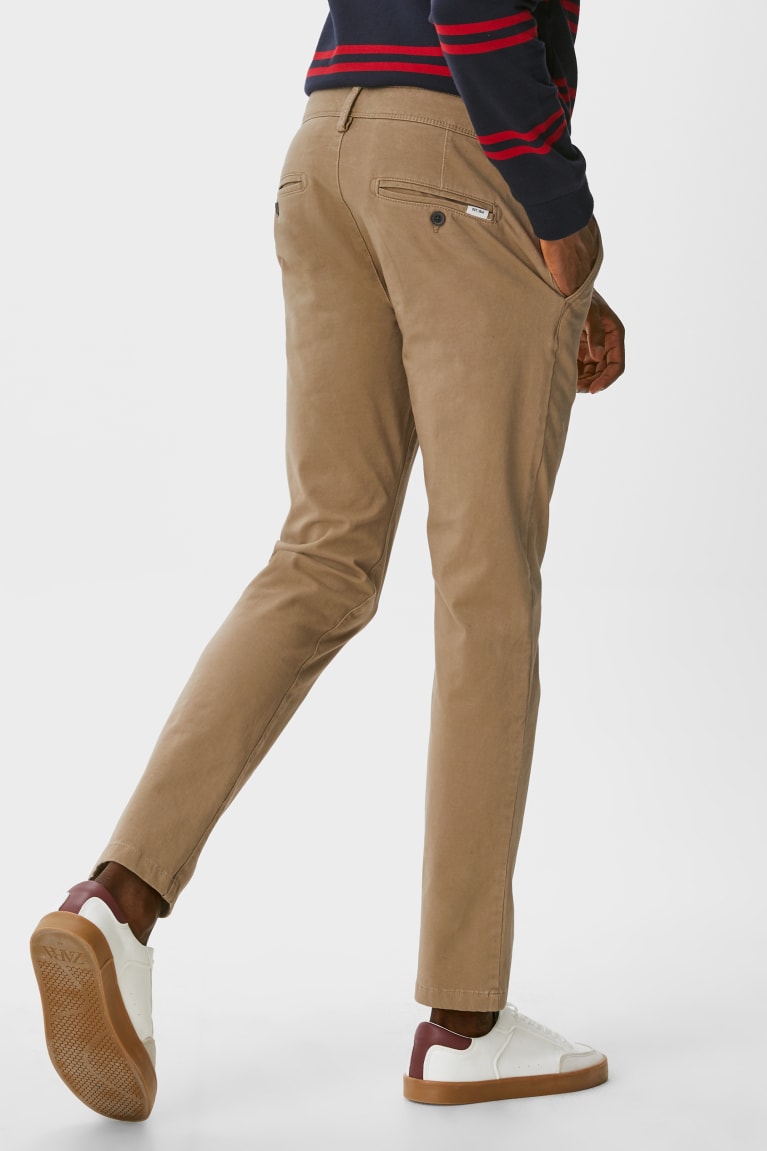 Taupe C&A Chinos Slim Fit Flex Lycra® Men's Trousers | YZEMH-5296