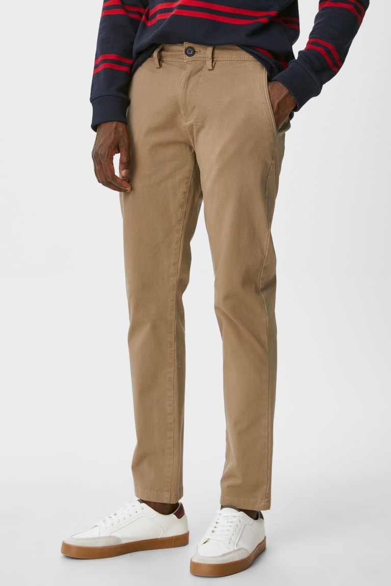 Taupe C&A Chinos Slim Fit Flex Lycra® Men's Trousers | YZEMH-5296