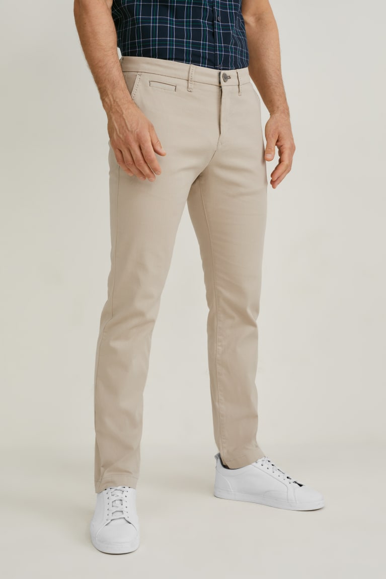 Taupe C&A Chinos Slim Fit Lycra® Men's Trousers | WEIKA-6302