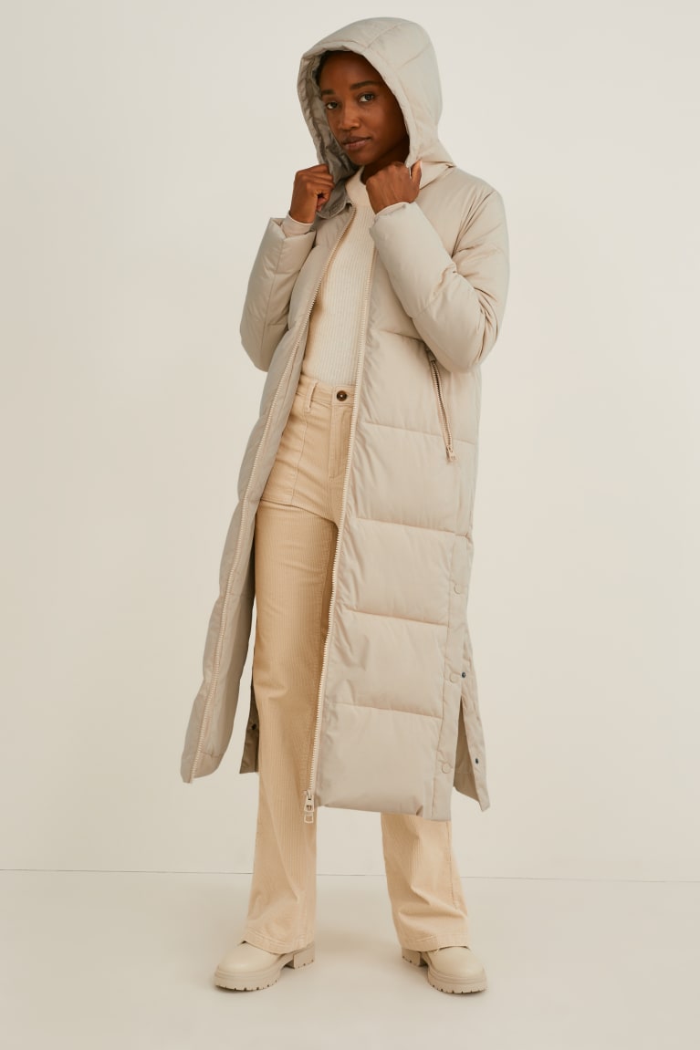 Taupe C&A Quilted With Hood Recycled Women\'s Jackets | NETXB-2714