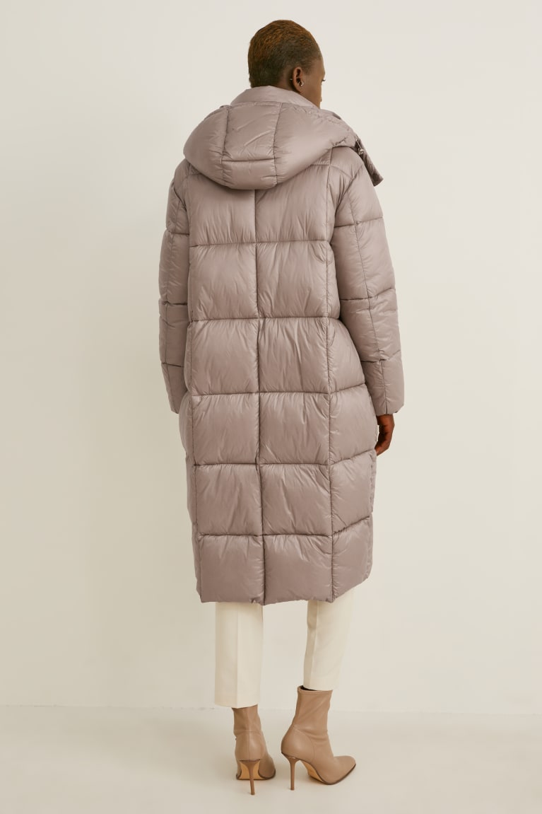 Taupe C&A Quilted With Hood Recycled Women's Coats | UCTDY-7065